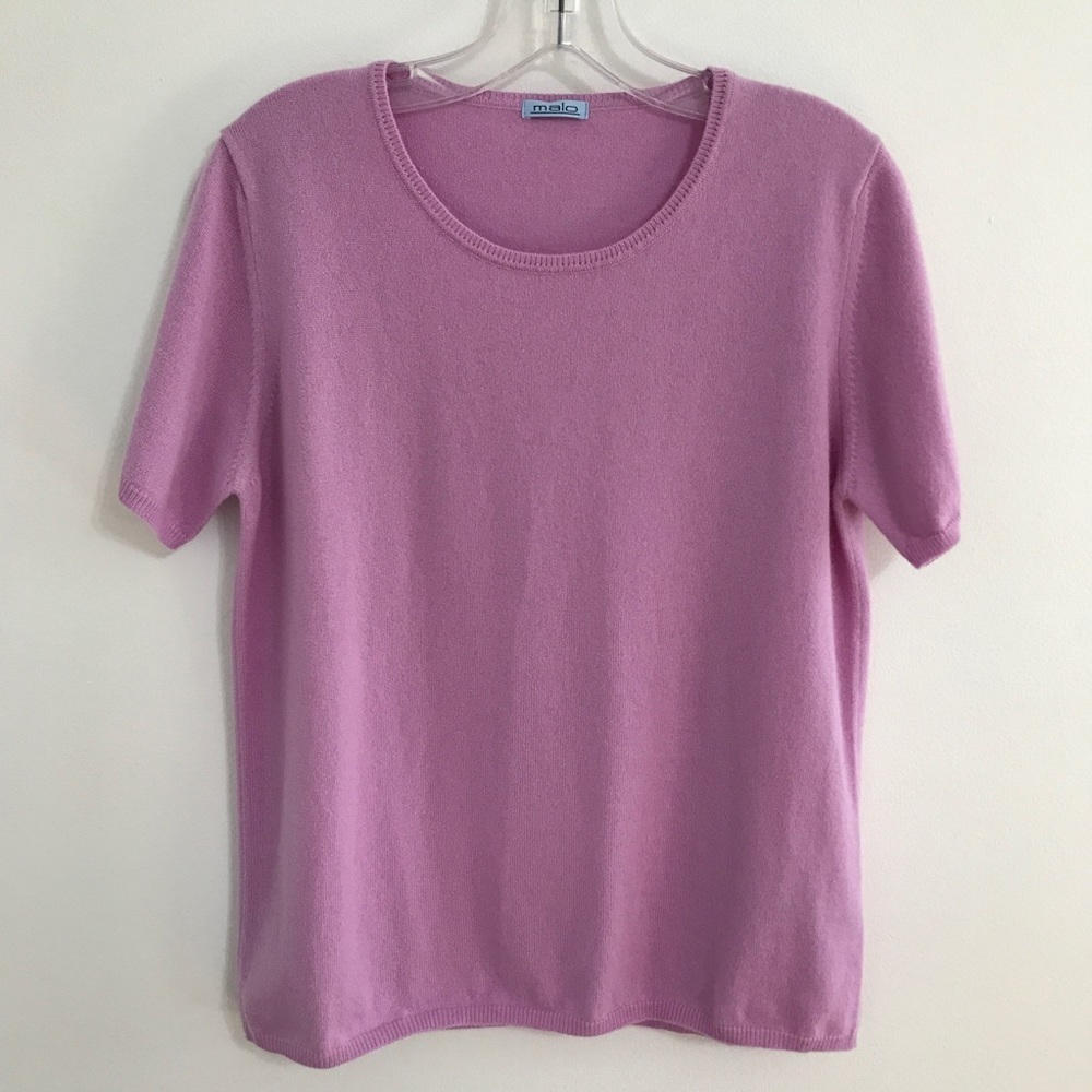 Malo Orchid Purple Cashmere Sweater, Short Sleeves
